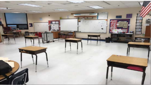 A first look at what socially distanced classrooms could look like. Photo courtesy of FCPS.